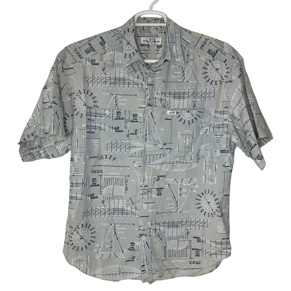 Vintage Guess Georges Marciano Shirt Men Medium Nautical Yacht Boat USA Made 90s
